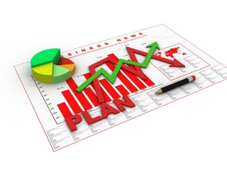 3d illustration inflation and deflation graph