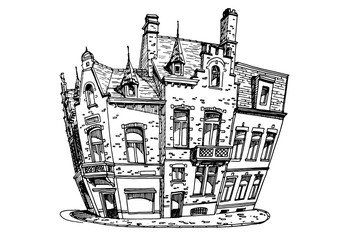 Vector sketch of houses in Ghent, Belgium.