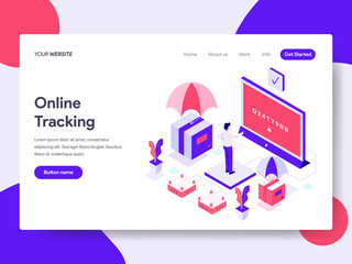 Landing page template of Online Tracking Illustration Concept. Isometric flat design concept of web page design for website and mobile website.Vector illustration