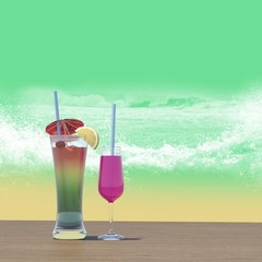 カクテル トロピカル 海岸 glasses Cocktail Tropical Coast Beach Seashore