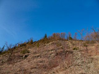 Rocks lit by the sun at sunset