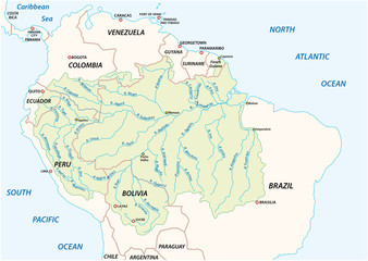 Vector map of the Amazon River drainage basin
