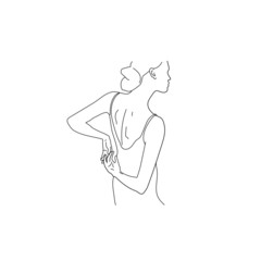  Abstract sketch, single line, minimalism. Portrait. Style, vintage. Graphics. Vector hand drawn portrait of women. One line drawing