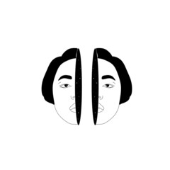  Figure of a woman in the style of boho, cosmic style, graphic vector illustration, portrait of a woman, space inside, esoteric, mysticism. Surrealism hand drawn illustration 