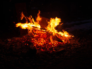 Big bonfire on festival at the nigtht