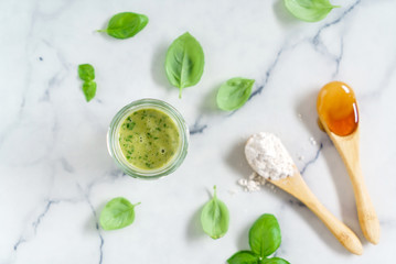 basil mask with honey and clay