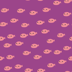 Seamless pattern with Kawaii elements. Vector