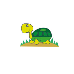 Kawaii turtle on the grass. Vector.
