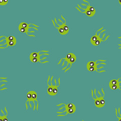 Seamless pattern with Kawaii elements. Vector