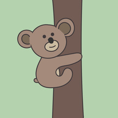 Panda climbing on the tree. Vector.