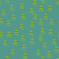 Seamless pattern with Kawaii elements. Vector