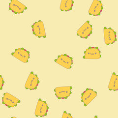 Seamless pattern with Kawaii elements. Vector