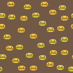 Seamless pattern with Kawaii elements. Vector