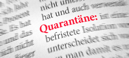 Wörterbuch mit dem Begriff Quarantäne