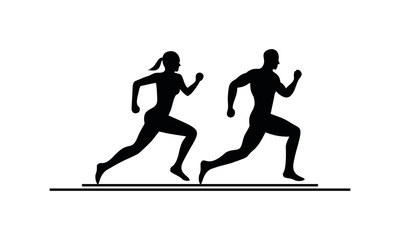 Fototapeta na wymiar Men and women running sport icon