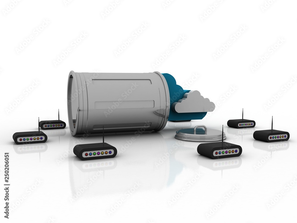 Poster 3d rendering transmitter wifi