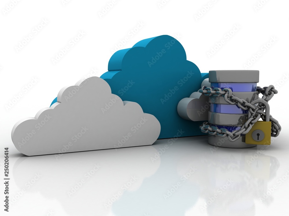 Poster 3d rendering cloud online storage icons with data