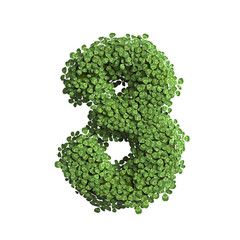 clover number 3 -  3d spring digit - Suitable for Nature, ecology or environment related subjects
