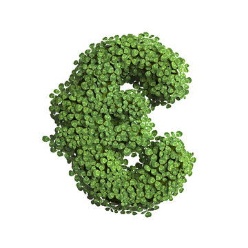 clover euro currency sign  - 3d Business spring symbol - Suitable for Nature, ecology or environment related subjects