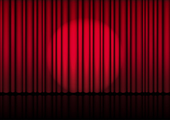 3D Mock up Realistic Open Red Curtain on Stage or Cinema for Show, Concert or Presentation with Spotlight background illustration vector