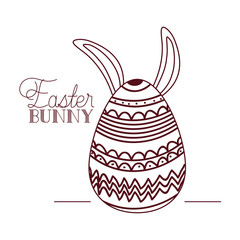 easter bunny label with egg and rabbit ears icon