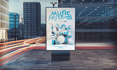advertising music festival billboard on the street - obrazy, fototapety, plakaty