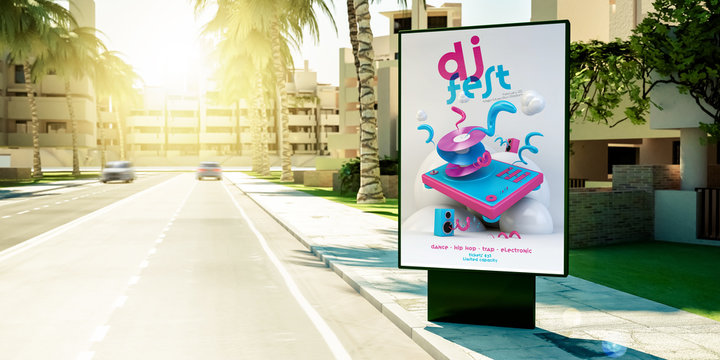 dj fest advertising on billboard at suburbs