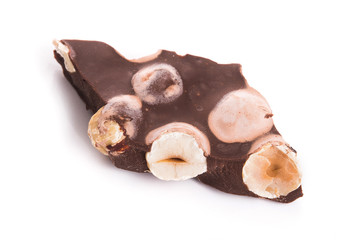 chocolate bars with nuts isolated