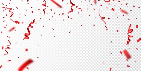 Red confetti , isolated on transparent background - obrazy, fototapety, plakaty
