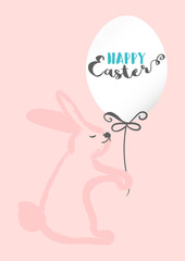 Happy easter trendy cute celebration greeting card in simple cartoon style