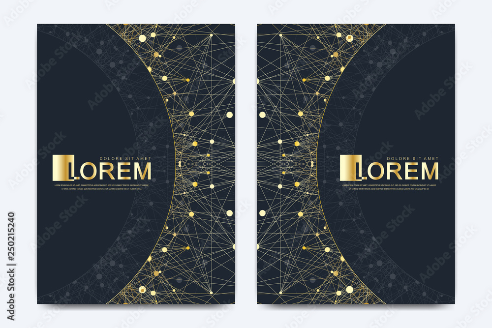 Poster modern vector template wedding invitation cards with marble texture background and golden geometric 
