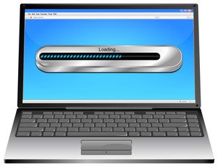 Laptop computer with Loading bar - 3D illustration