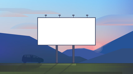 Blank advertising billboard canvas mockup on backdrop landscape - obrazy, fototapety, plakaty