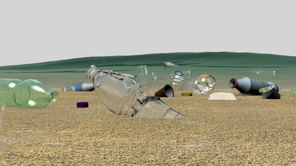 Inquinamento ambientale da Plastica, illustrazione 3D