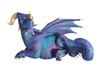 3D Rendering Fairy Tale Dragon on White