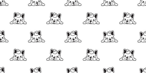 Dog seamless pattern french bulldog vector duck rubber scarf isolated repeat wallpaper tile background cartoon