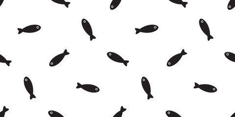 Obraz na płótnie Canvas fish Seamless pattern vector salmon isolated shark dolphin whale ocean sea cartoon repeat wallpaper tile background doodle illustration