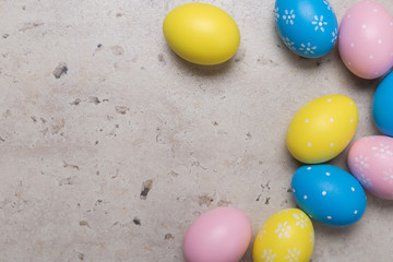 Happy Easter concept background.Easter eggs on table.