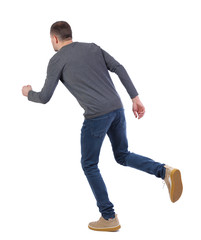 back view of running  man.