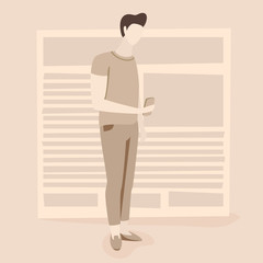 News illustration, man reading news online