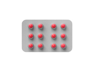 Pharmaceutical blister medicine pill on white background. Health care concept. 3D render illustration.