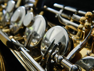 Close up of an alto saxophone