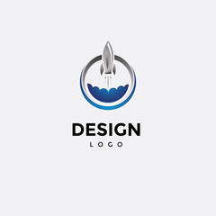 Vector logo design, rocket icon and cloud