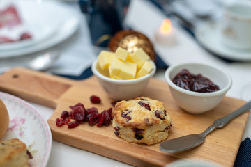Dessert - Scones on dessert table. Shallow depth of field