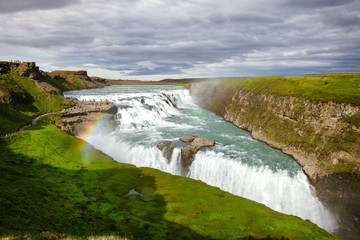 Gullfoss waterfall Hvita river Southwest Iceland Scandinavia