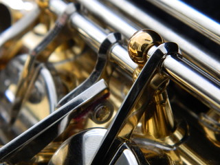 Close up of an alto saxophone