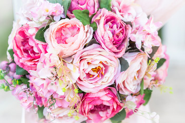 Wedding decoration for bride and groom. an arc of flowers ready to meet the newlyweds and friends of the new family.
