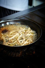 Mushroom cooked spaghetti