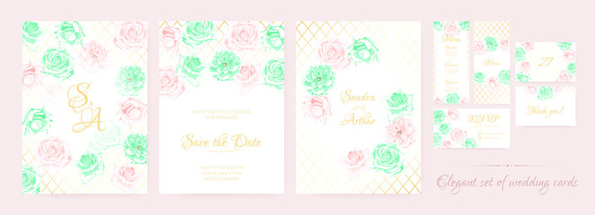 Wedding Cards or Invitation Templates Set.