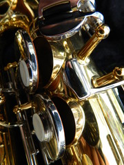 Close up of an alto saxophone